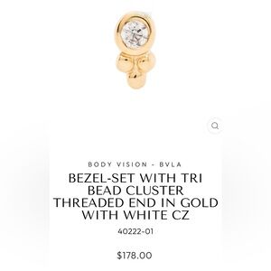 BVLA Tri-bead cluster in gold with CZ